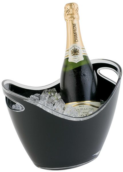 Wein / Sektkühler 27 x 20 cm, H: 21 cm, MS, schwarz, I: 3 ltr., für eine Flasche