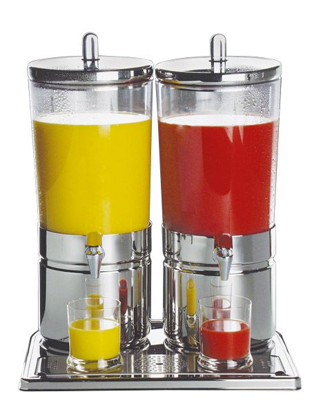 Saftdispenser TOP FRESH, 42 x 32 cm, H: 52 cm, 2 x 6 ltr., 18/8 Edelstahl, SAN