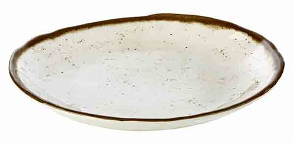 Teller tief STONE ART D: 24,5 cm, H: 3,5 cm, Melamin, Rand: braun, weiss