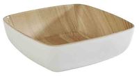 Schale FRIDA 16,5 x 16,5 cm, 5,5 cm,,0,85 ltr., Melamin, außen: weiss, innen: Holzoptik Schale FRIDA 16,5 x 16,5 cm, 5,5 cm,,0,85 ltr., Melamin, außen: weiss, innen: Holzoptik