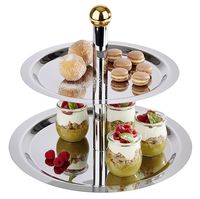 Etagère, 2stufig FINESSE, D: 38/32 cm, H: 30 cm, 18/0 Edelstahl, Rohre hochglanzverchromt Etagère, 2stufig FINESSE, D: 38/32 cm, H: 30 cm, 18/0 Edelstahl, Rohre hochglanzverchromt