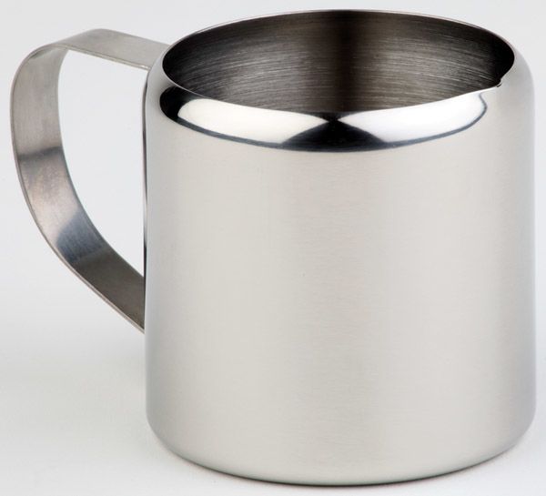 Milchkännchen / Sahnegießer D: 4 cm, H: 4,2 cm, Edelstahl, mit Griff, I: 0,05 ltr.