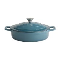 Bräter m. Deckel 5 STARS, Gusseisen emailliert, D: 28 cm, H: 7 cm, I: 3 ltr., aussen: türkis, innen: creamy Bräter m. Deckel 5 STARS, Gusseisen emailliert, D: 28 cm, H: 7 cm, I: 3 ltr., aussen: türkis, innen: creamy