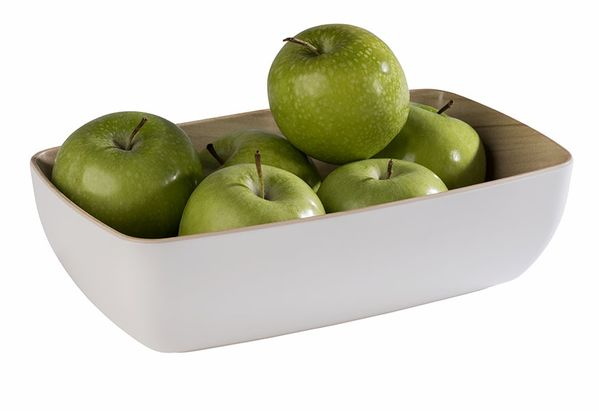 GN 1/4 Schale FRIDA 26,5 x 16,2 cm, H: 7,5 cm, 1,8 ltr., Melamin, außen: weiss, innen: Holzoptik