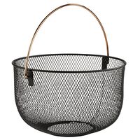 Brot und Obstkorb, D: 30 cm, H: 19 cm, Metall, schwarz, Griff in Kupferoptik Brot und Obstkorb, D: 30 cm, H: 19 cm, Metall, schwarz, Griff in Kupferoptik