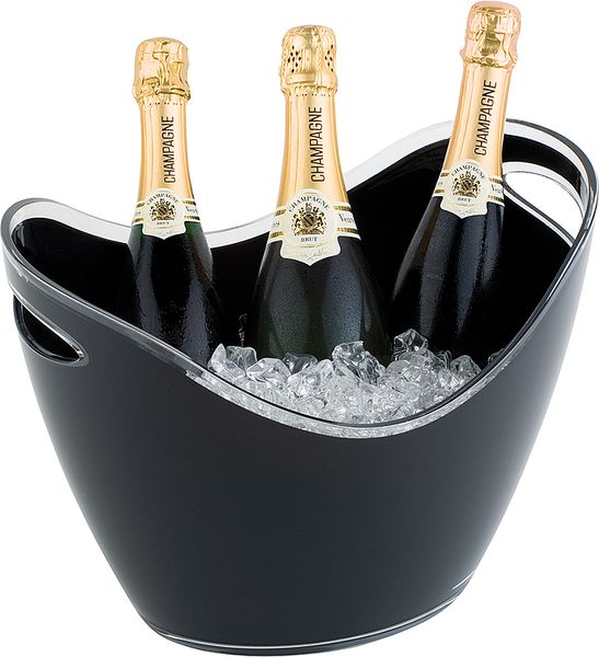 Wein / Sektkühler 35 x 27 cm, H: 25,5 cm, MS, schwarz, I: 6 ltr., für mehrere Flaschen geeignet