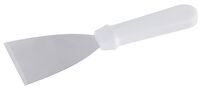 Bratenspachtel, Griff aus weißem PP, Edelstahl, 12 x 8 cm, Stiellänge: 25 cm Bratenspachtel, Griff aus weißem PP, Edelstahl, 12 x 8 cm, Stiellänge: 25 cm