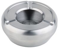 Aschenbecher D: 12 cm, H: 4,5 cm, Edelstahl, matt poliert, mit Windschutzdeckel Aschenbecher D: 12 cm, H: 4,5 cm, Edelstahl, matt poliert, mit Windschutzdeckel