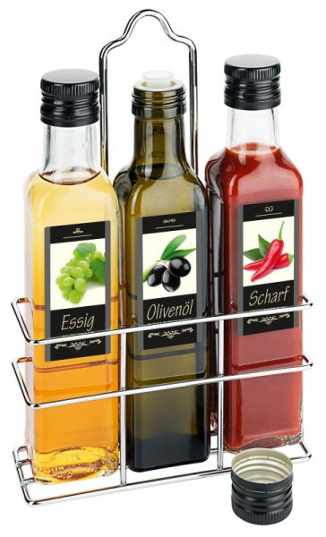 Menage Öl/Essig/Sauce, verchromter Draht, I: 0,25 ltr., 17,5 x 6 x 25,5 cm