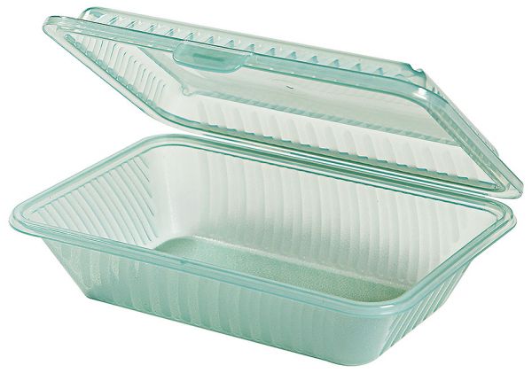 Eco-Takeout : Mehrweg- Behälter, flacher Deckel, halbe Größe, grün, 23,5 x 17 x 7 cm