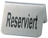 Tischaufsteller 2er Set je 5,5 x 5 cm, H: 3,5 cm, Edelstahl, mattiert, Reserviert Tischaufsteller 2er Set je 5,5 x 5 cm, H: 3,5 cm, Edelstahl, mattiert, Reserviert