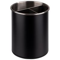 Besteckbehälter drehbar, Edelstahl, Polypropylen, D: 13 cm, H: 16,5 cm, innen: mattiert, aussen: schwarz Besteckbehälter drehbar, Edelstahl, Polypropylen, D: 13 cm, H: 16,5 cm, innen: mattiert, aussen: schwarz