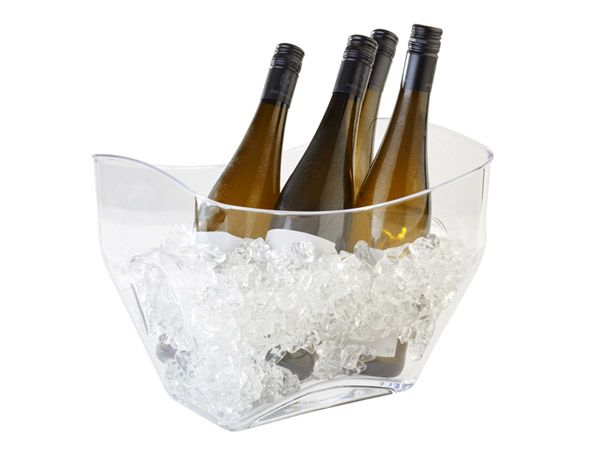 Wein / Sektkühler 32 x 21,5 cm, H: 24,5 cm, MS, klar, seitliche Griffe, I: 7 ltr.,