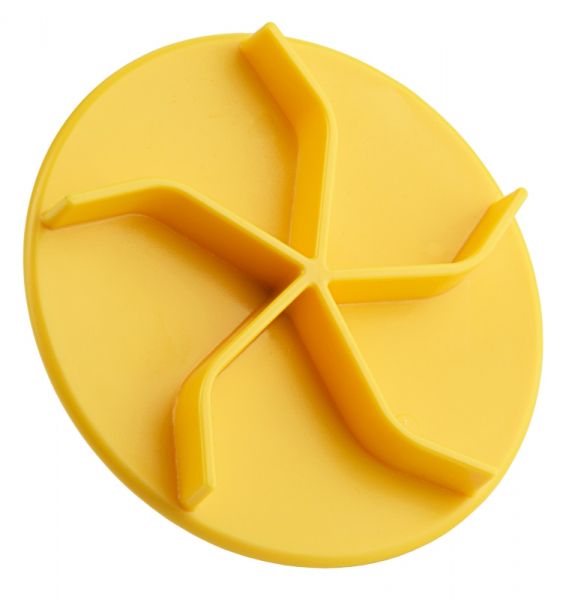 Brötchenteigdrücker Kaisersemmel, gelber Kunststoff, D: 8 cm, H: 3,5 cm