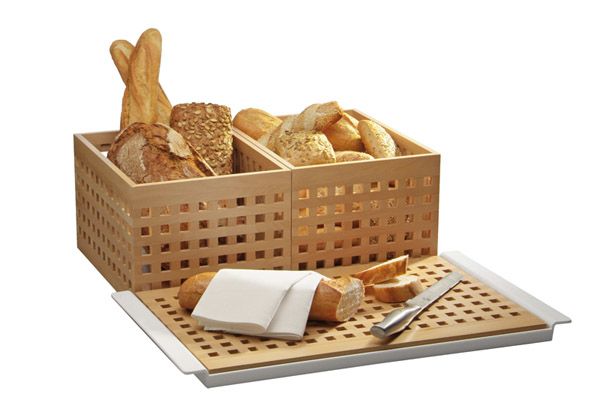 Box BROTSTATION 34 x 26 cm, H: 20 cm, Buchen-Holz, rechteckig