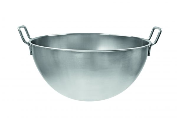 Handschlagkessel 18/10, mit 2 Griffen, D: 400 mm H: 210 mm, Volumen 18,0 ltr.
