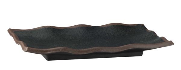 Tablett MARONE 27,5 x 11 cm, H: 2 cm, Melamin, schwarz, brauner Rand