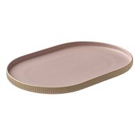 Playground, Steinzeug - NARA Rosé : Platte oval, Relief, 30 cm Playground, Steinzeug - NARA Rosé : Platte oval, Relief, 30 cm