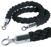 Absperrseil, gewunden, mit verchromter Öse, schwarz, D: 3 cm, L: 150 cm Absperrseil, gewunden, mit verchromter Öse, schwarz, D: 3 cm, L: 150 cm