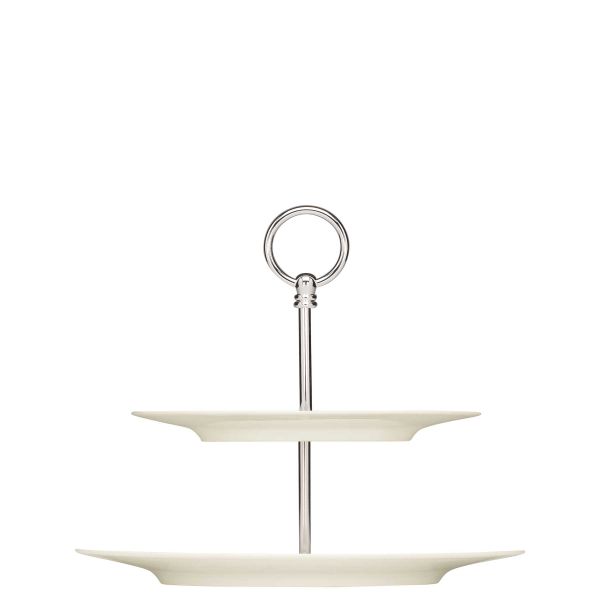 Bauscher, Purity - Etagere 2-fach mit Teller rund Fahne 22,5/ 29 cm, bonewhite, uni, 28,7 cm