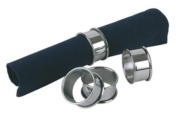 Serviettenringe, 4er-Set, Edelstahl, D: 4,5 cm, H: 2,5 cm