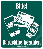 Aufkleber 5er-Set, PP-Folie, Text: Bargeldlos Bezahlen, Format: 9 x 8 cm Aufkleber 5er-Set, PP-Folie, Text: Bargeldlos Bezahlen, Format: 9 x 8 cm