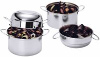 Muschel-Serviertopf, Edelstahl, für 0,8 - 1 kg, I: 2,5 ltr., D: 18 cm, H: 17 cm Muschel-Serviertopf, Edelstahl, für 0,8 - 1 kg, I: 2,5 ltr., D: 18 cm, H: 17 cm