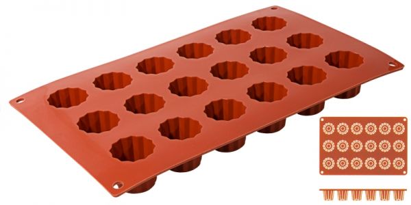 Silikon-Backmatte Bordelaise, 18 Formen, D: 3,5 cm, H: 3,5