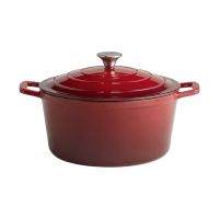 Kochtopf m. Deckel 5 STARS, Gusseisen emailliert, D: 28 cm, H: 13 cm, I: 6 ltr., aussen: rot, innen: creamy Kochtopf m. Deckel 5 STARS, Gusseisen emailliert, D: 28 cm, H: 13 cm, I: 6 ltr., aussen: rot, innen: creamy