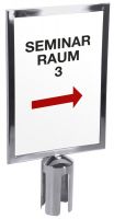 Schild auf Gurtabsperrpfosten, Edelstahl, Acryl-Scheiben, DIN A4 Schild auf Gurtabsperrpfosten, Edelstahl, Acryl-Scheiben, DIN A4