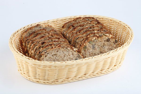 Tisch- u. Buffetkorb, oval 28,5 x 17 cm, H: 8,5 cm, PP, Fb. Braun