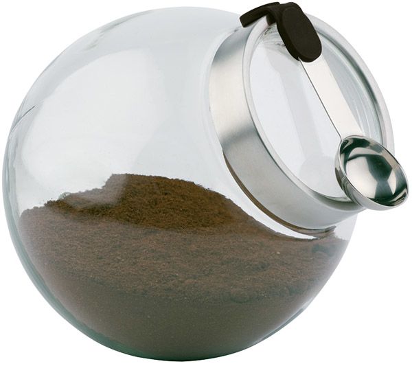 Vorratsdose mit Löffel D: 20 cm, H: 18 cm, 3 ltr., Glas, Edelstahl, Silikon Löffel