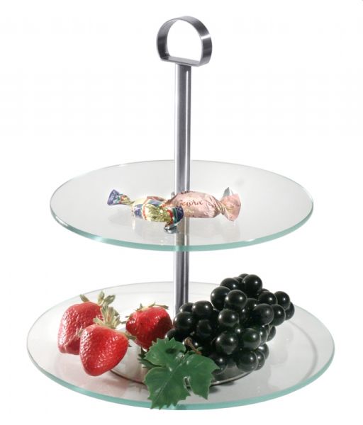 Glas-Etagere, 2-stufig, Edelstahl, D: 21/25, H: 29 cm