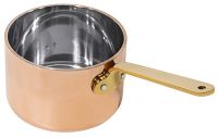 Stielkasserolle aus Kupfer/Edelstahl, tief, I: 0,33 ltr., D: 8,5 cm, H: 6 cm, Stiellänge: 8,5 cm Stielkasserolle aus Kupfer/Edelstahl, tief, I: 0,33 ltr., D: 8,5 cm, H: 6 cm, Stiellänge: 8,5 cm