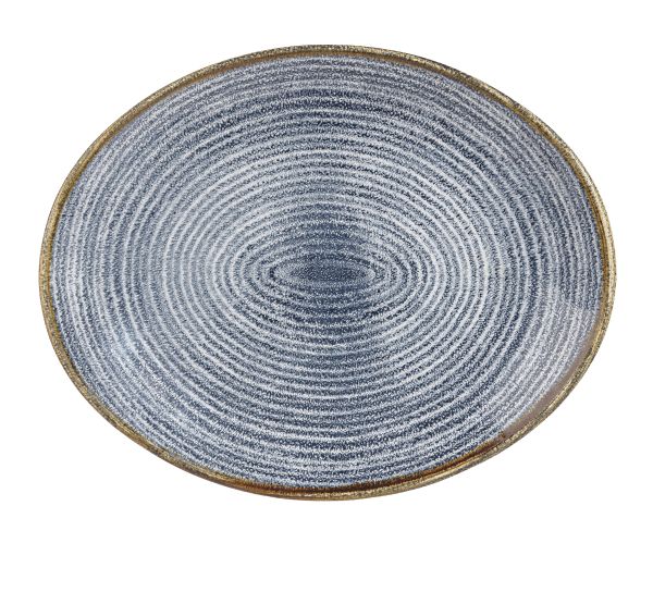 Churchill, Homespun : Slate Blue - Teller/ Platte flach oval Coup 31,7 x 25,5 cm