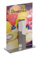 Tischkartenhalter 14 x 5,5 cm, H: 14 cm, Edelstahl, möbelschonende Unterseite Tischkartenhalter 14 x 5,5 cm, H: 14 cm, Edelstahl, möbelschonende Unterseite