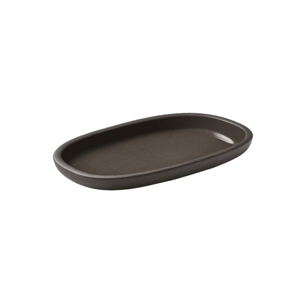 Playground, Steinzeug - RENEW : Platte oval, taupe, 19 x 11 cm