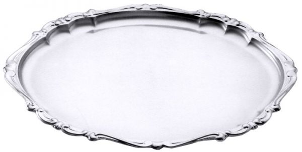 Barocktablett, oval, ohne Griffe, Edelstahl, 37 x 29 x 1,6 cm