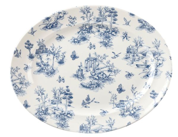 Churchill, Vintage Prints : Prague Toile - Teller/ Platte flach oval Fahne 36,5 x 29,3 cm