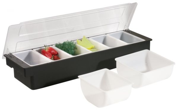 Zutatenbehälter, 6 Fächer, Polycarbonat, I: 6 x 0,5 ltr., 50 x 15,5 x 9 cm