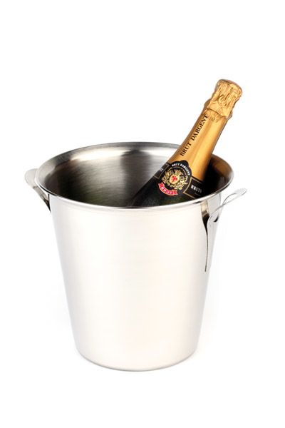 Wein / Sektkühler D: 21 cm, H: 21 cm, I: 3,5 ltr., Edelstahl, massive Griffe, Rand eingerollt