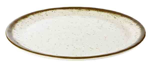 Teller, flach STONE ART, D: 30 cm, H: 2 cm, Melamin, Rand: braun, weiss