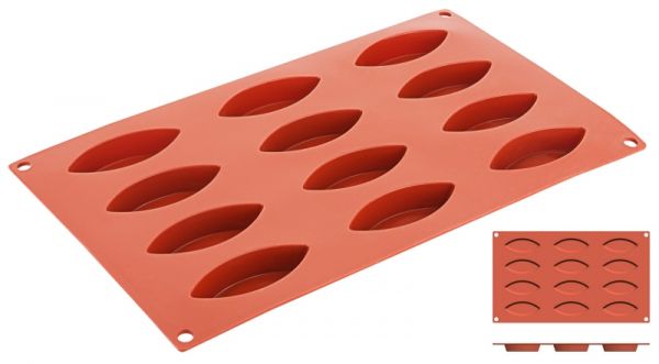 Silikon-Backmatte Schiffchen, 12 Formen, 7,2 x 3 x 1,5 cm