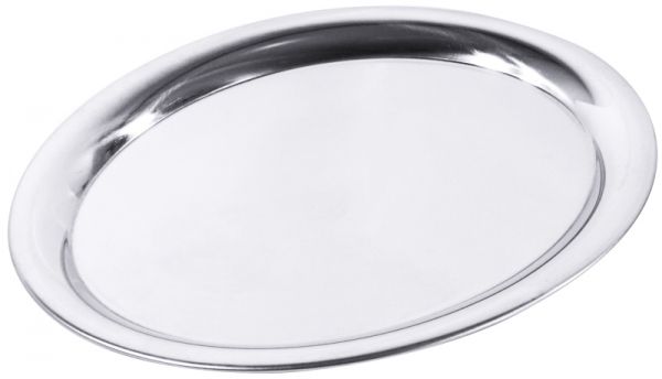 Serviertablett, oval, glänzend, gebördelter Rand, Edelstahl, 23 x 17,5 x 1,1 cm