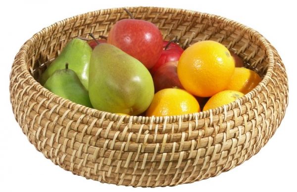 Korb, rund, bauchig, Bambus, D: 34,5 cm, H: 10,5 cm