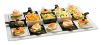 FingerfoodTeller FLYING BUFFET 9,5 x 9,5 cm, H: 1,5 / 3,5 cm, Melamin, weiss FingerfoodTeller FLYING BUFFET 9,5 x 9,5 cm, H: 1,5 / 3,5 cm, Melamin, weiss