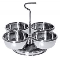 Dip-Schalenset, mit vier Schalen, Edelstahl, I: 0,2 ltr., D: 9,5 cm, B: 22 cm, H: 14 cm Dip-Schalenset, mit vier Schalen, Edelstahl, I: 0,2 ltr., D: 9,5 cm, B: 22 cm, H: 14 cm