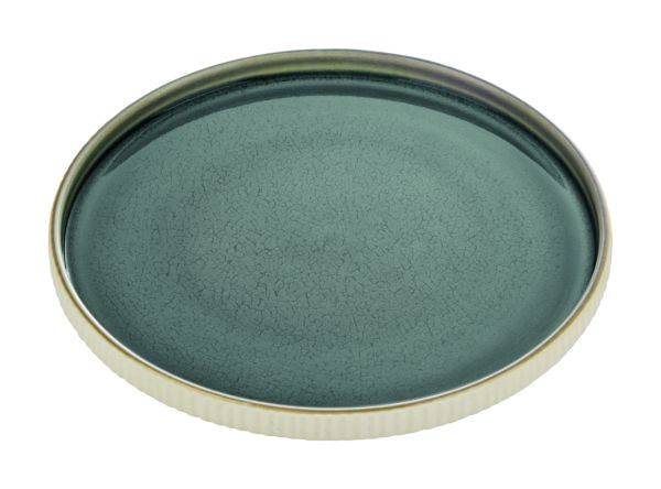 Playground, Steinzeug - NARA Grau : Relief- Teller flach rund 21 cm