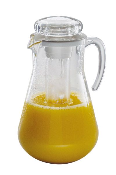 Saftkanne D: 18 cm, H: 29 cm, 3 ltr., MS, transparent, Eiswasser-Röhre