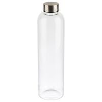 Trinkflasche m. Schraubverschluss, Glas, Edelstahl, PP, D: 7,5 cm, H: 28,5 cm, I: 1 ltr. Trinkflasche m. Schraubverschluss, Glas, Edelstahl, PP, D: 7,5 cm, H: 28,5 cm, I: 1 ltr.